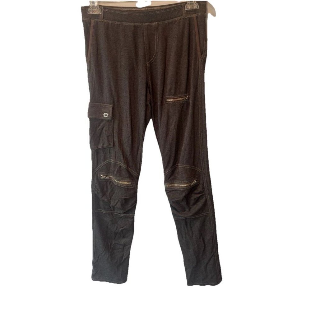 Hard Tail Forever Gray Womens Pull On Knit Utility Pants M Stretch Casual